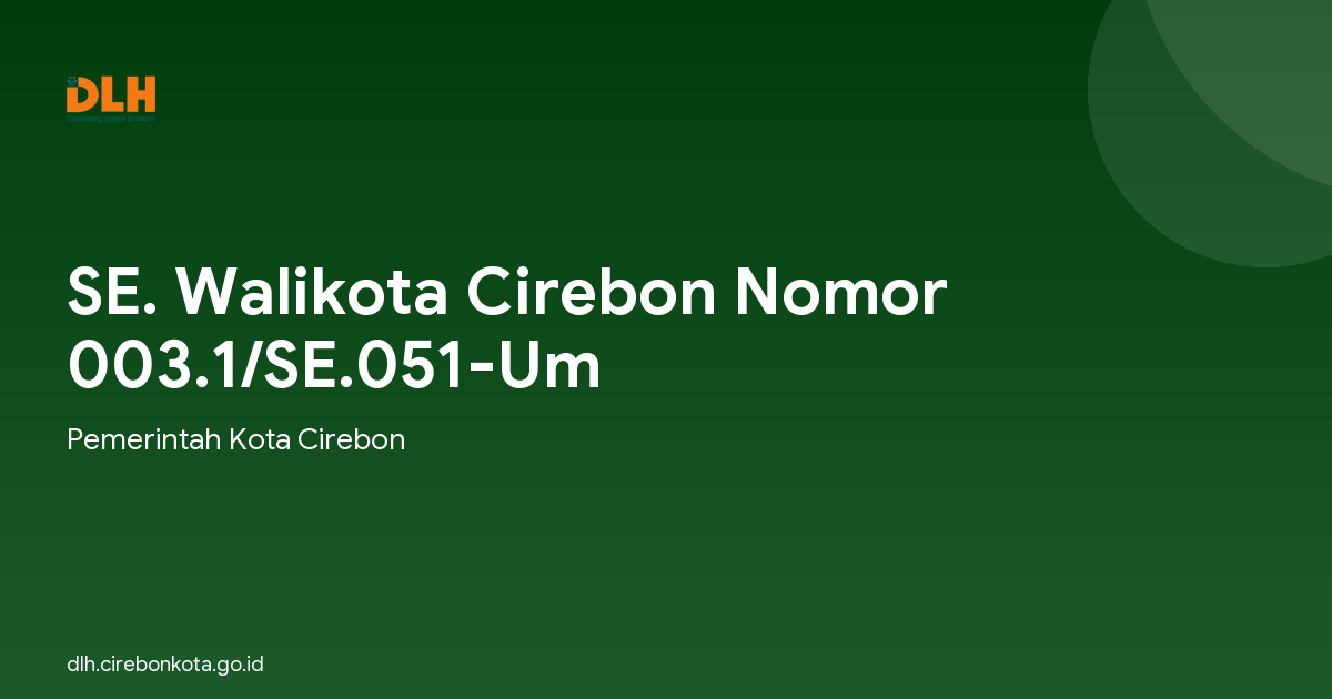 SE. Walikota Cirebon Nomor 003.1/SE.051-Um