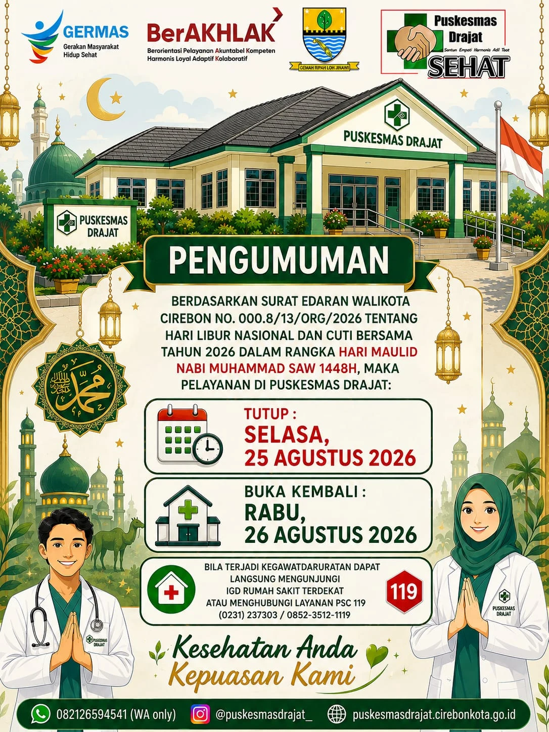 Pengumuman Jadwal Pelayanan dalam Rangka Maulid Nabi Muhammad SAW 1448 H